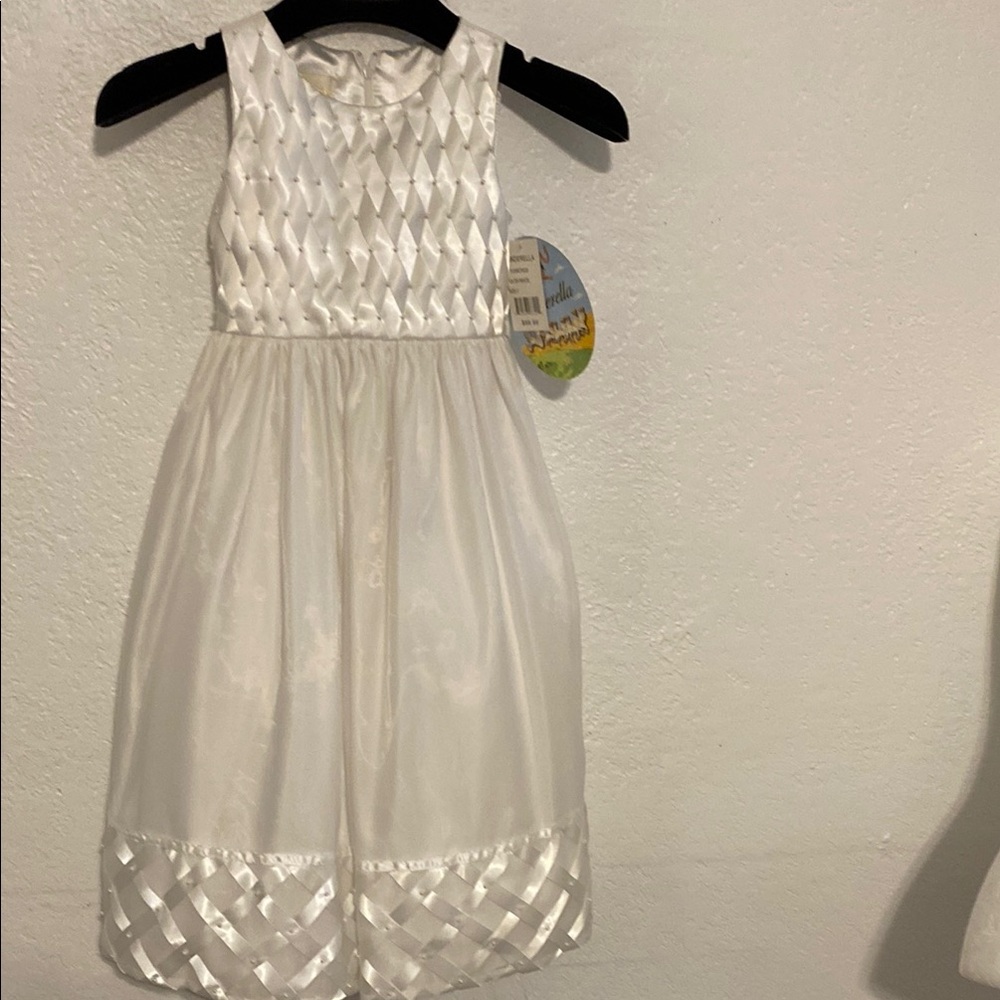 Cinderella White Diamond Pattern Kids Dress